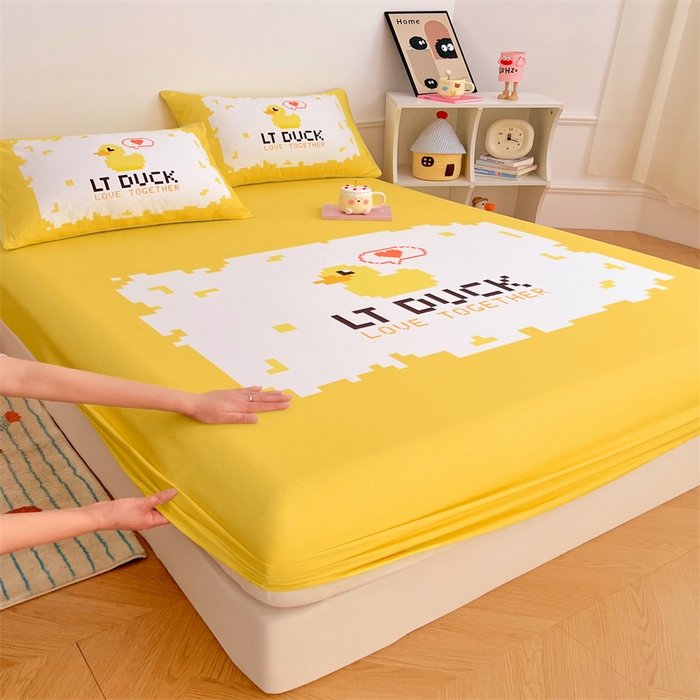 91家纺网 家纺一手货源 找家纺 梦舒羽 2025新款正版全棉床笠卡通床笠罩全包席梦思床垫保护罩 电玩鸭