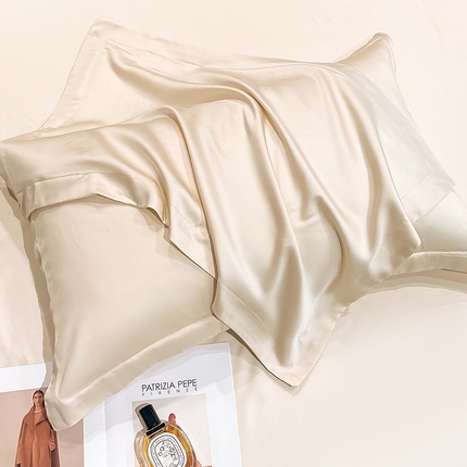 （买家秀 爆款花型不断货）A类母婴级兰精天丝TM纯色枕套兰精天丝枕头套一对装天丝单枕套 单枕套-奶昔