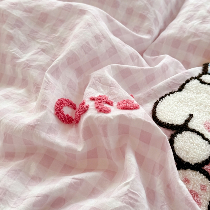 91家纺网 家纺一手货源 找家纺 上尚居 2025新款云朵棉卡通毛巾绣四件套 蛋糕狗