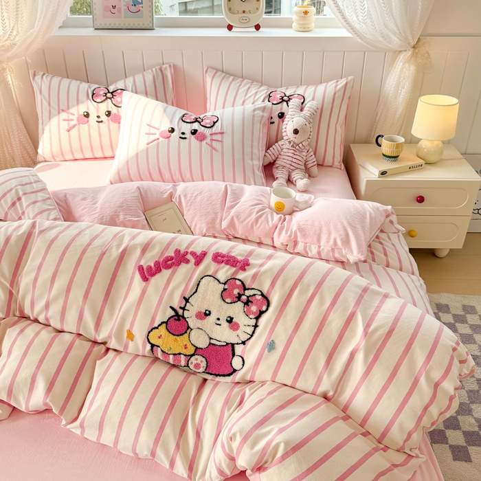 91家纺网 家纺一手货源 找家纺 上尚居 2025新款云朵棉卡通毛巾绣四件套 蛋糕KT