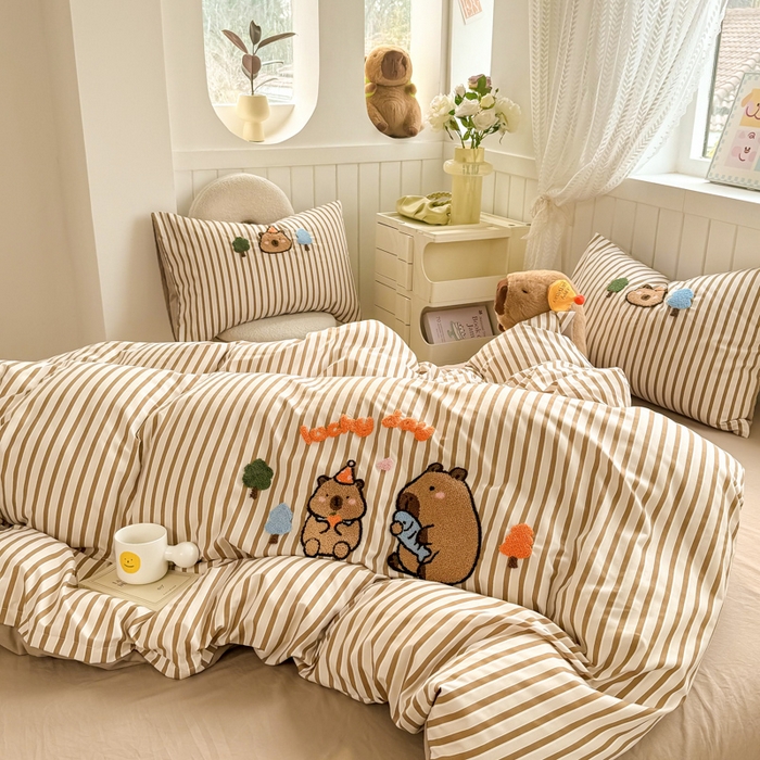 91家纺网 家纺一手货源 找家纺 上尚居 2025新款云朵棉卡通毛巾绣四件套 可爱巴拉