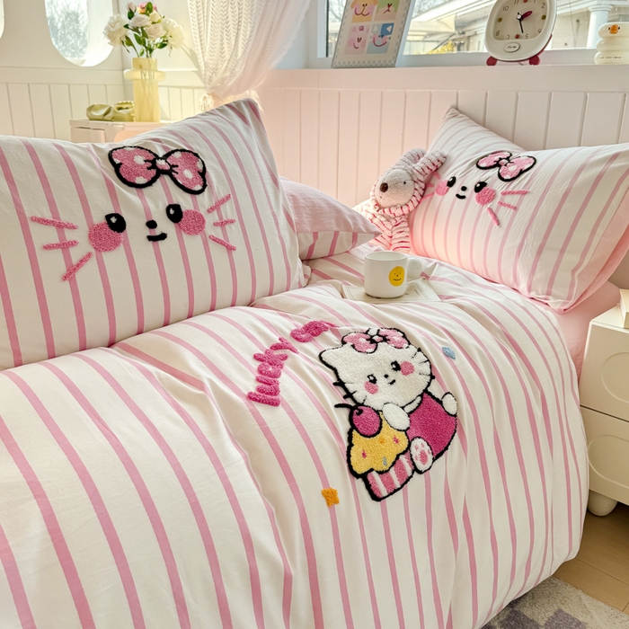 91家纺网 家纺一手货源 找家纺 上尚居 2025新款云朵棉卡通毛巾绣四件套 蛋糕KT