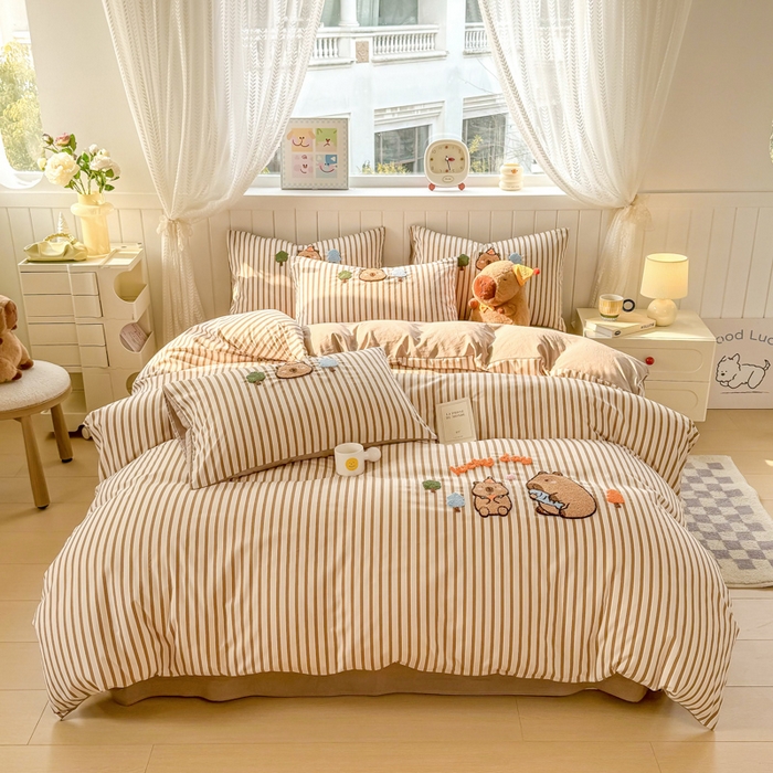 91家纺网 家纺一手货源 找家纺 上尚居 2025新款云朵棉卡通毛巾绣四件套 可爱巴拉