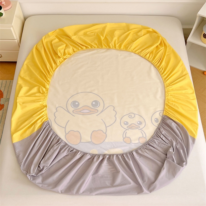 91家纺网 家纺一手货源 找家纺 梦舒羽 2025新款正版全棉床笠卡通床笠罩全包席梦思床垫保护罩 乖巧鸭