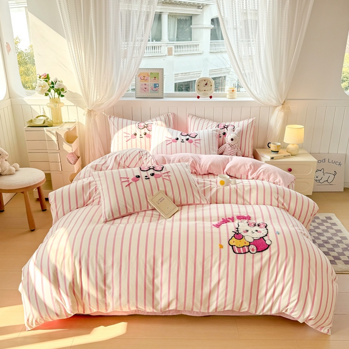 91家纺网 家纺一手货源 找家纺 上尚居 2025新款云朵棉卡通毛巾绣四件套 蛋糕KT