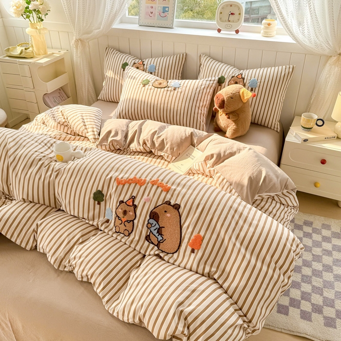 91家纺网 家纺一手货源 找家纺 上尚居 2025新款云朵棉卡通毛巾绣四件套 可爱巴拉