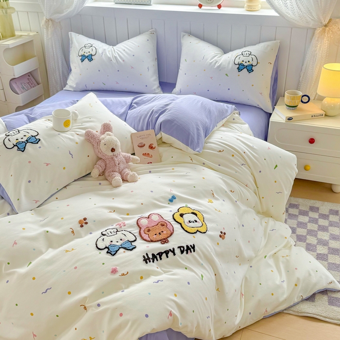 91家纺网 家纺一手货源 找家纺 上尚居 2025新款云朵棉卡通毛巾绣四件套 好朋友