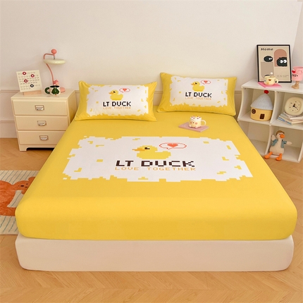 91家纺网 家纺一手货源 找家纺 圣比熊 正版授权控价55元起 全棉床笠卡通床笠罩全包席梦思床垫保护罩 电玩鸭