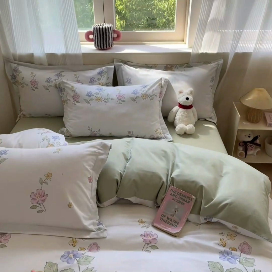 91家纺网 家纺一手货源 找家纺 （买家秀爆款不断货）A类母婴级100纯棉全棉磨毛四件套全棉纯棉全棉磨毛四件套百分百纯棉全棉磨毛四件套 甜心-花园小熊