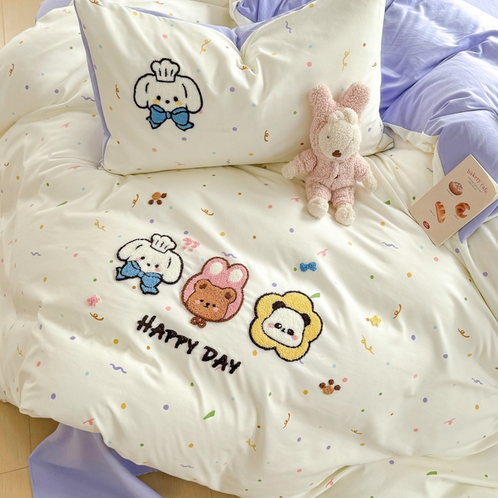 91家纺网 家纺一手货源 找家纺 上尚居 2025新款云朵棉卡通毛巾绣四件套 好朋友