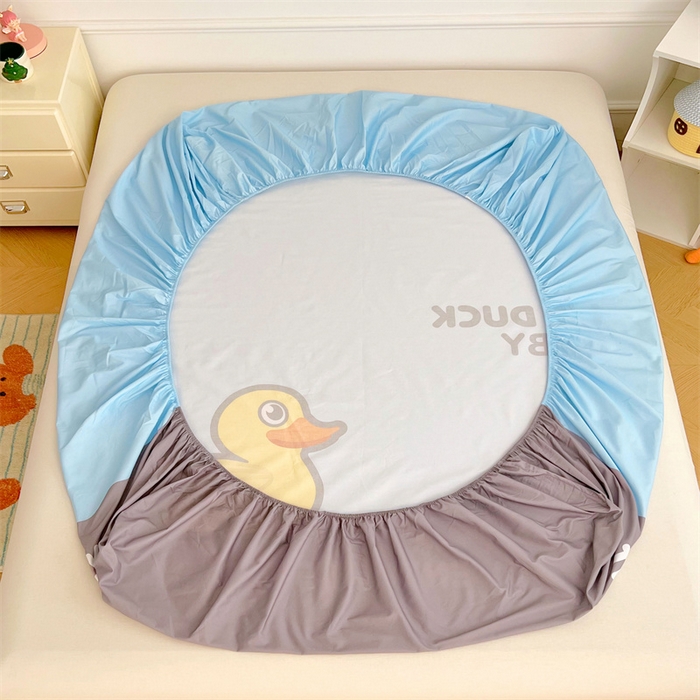 91家纺网 家纺一手货源 找家纺 梦舒羽 2025新款正版全棉床笠卡通床笠罩全包席梦思床垫保护罩 漂流鸭