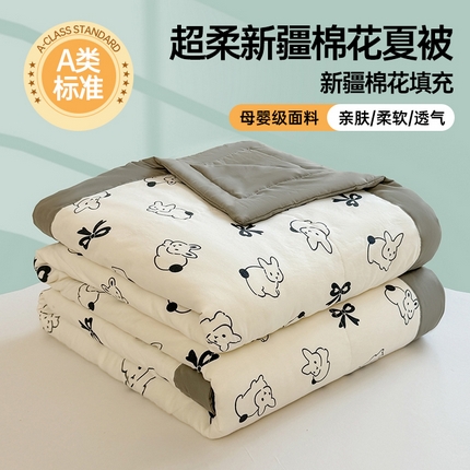 91家纺网 家纺一手货源 找家纺 魅图家纺 2025新款A类超柔云朵棉棉花被夏被 快乐小兔
