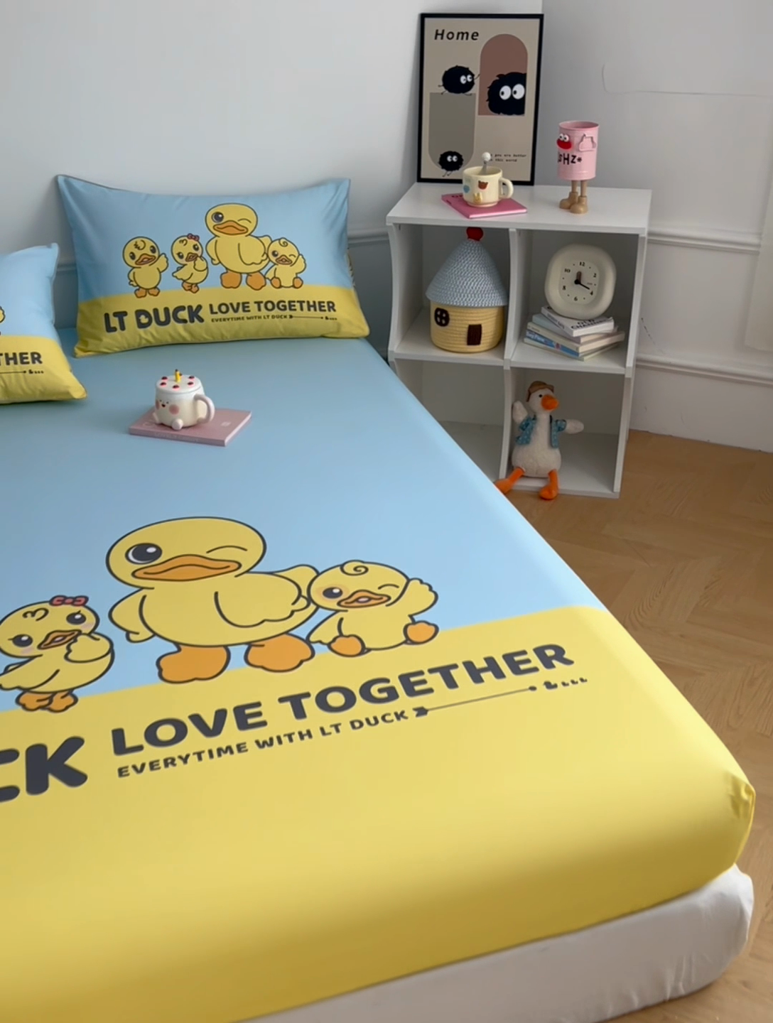 91家纺网 家纺一手货源 找家纺 梦舒羽 2025新款正版全棉床笠卡通床笠罩全包席梦思床垫保护罩 调皮鸭