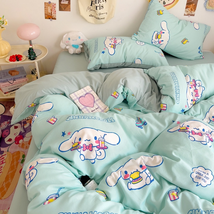 91家纺网 家纺一手货源 找家纺 贝扬思家纺 2025新款水洗棉三丽鸥简约系列四件套-大床图 汉堡玉桂狗