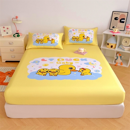 91家纺网 家纺一手货源 找家纺 圣比熊 正版授权控价55元起 全棉床笠卡通床笠罩全包席梦思床垫保护罩 萌鸭派对