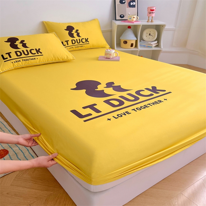 91家纺网 家纺一手货源 找家纺 梦舒羽 2025新款正版全棉床笠卡通床笠罩全包席梦思床垫保护罩 影帝鸭