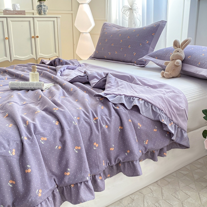 91家纺网 家纺一手货源 找家纺 尊妙被业 2025新款针织棉花边夏被春秋被 喜番