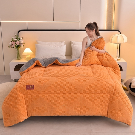 买家秀 爆款花色不断货A类母婴级羊羔绒被子被芯牛奶绒被子被芯春秋被秋冬被塔芙绒被子被芯雪花绒被子 暖绒橙