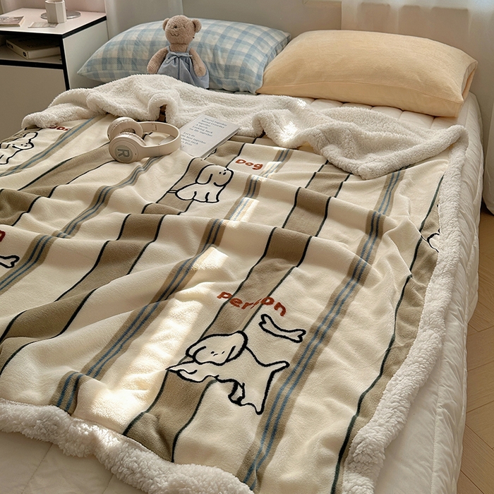 91家纺网 家纺一手货源 找家纺 （买家秀 爆款 不断货）A类母婴级婴童毯子牛奶绒毛毯牛奶绒毯子午睡毯珊瑚绒毛毯子羊羔绒毛毯羊羔绒毯子 呆萌狗狗