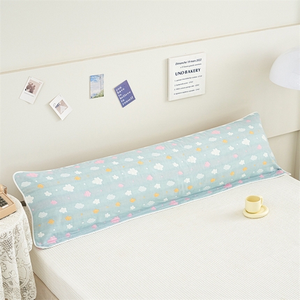 91家纺网 家纺一手货源 找家纺 朴尔家纺-毛巾被 2025新款全棉六层纱布双人枕巾 彩云蓝-双人枕巾