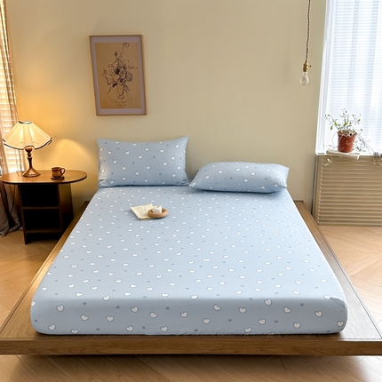 寻米 2025新款A类全棉双层纱印花单床笠 梦幻爱心