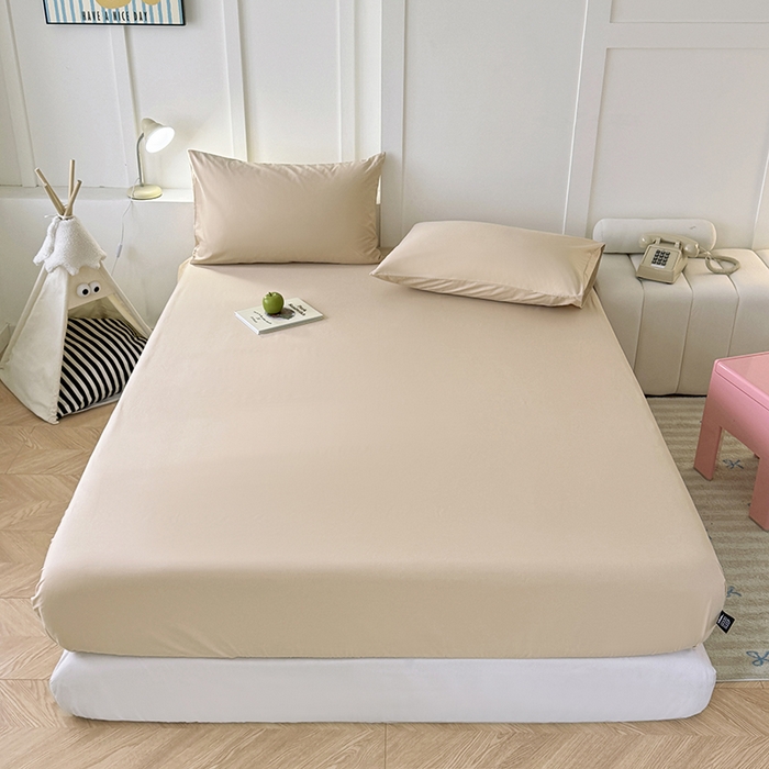 91家纺网 家纺一手货源 找家纺 佰亿莱 2025新款简约舒适全棉单品系列单床笠 卡其色