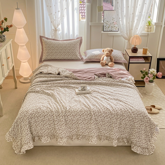 91家纺网 家纺一手货源 找家纺 尊妙被业 2025新款针织棉花边夏被春秋被 简一