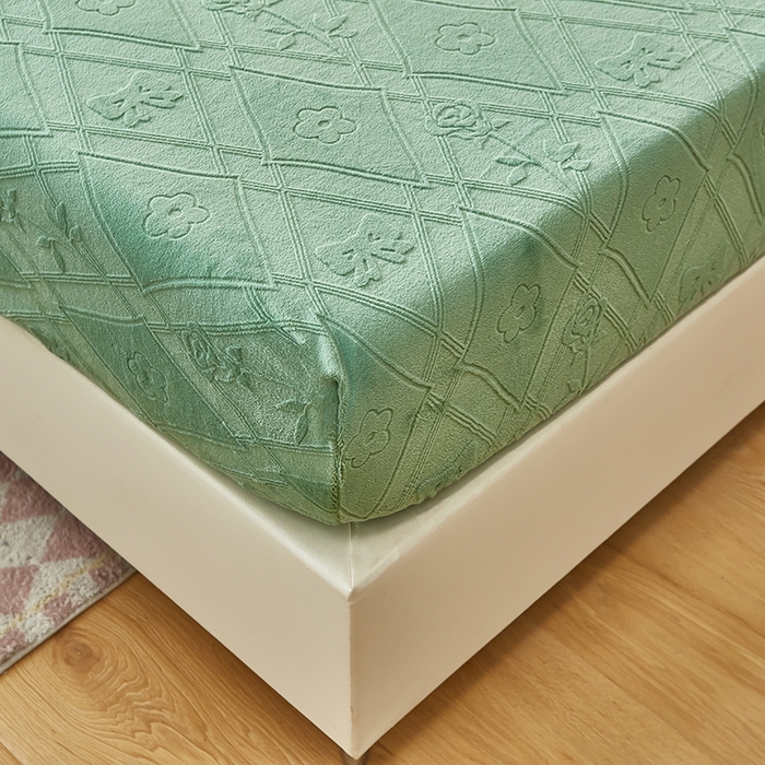 91家纺网 家纺一手货源 找家纺 买家秀 爆款不断货A类母婴级纯色雕花绒床笠牛奶绒床笠珊瑚绒床笠雪花绒床笠牛奶绒床罩珊瑚绒床罩床垫套 雕花庄园玫瑰 绿