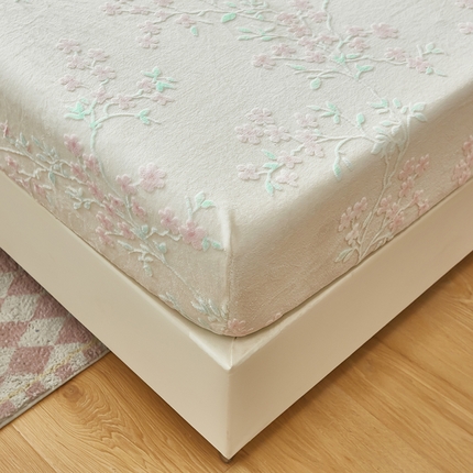 91家纺网 家纺一手货源 找家纺 买家秀 爆款不断货A类母婴级纯色雕花绒床笠牛奶绒床笠珊瑚绒床笠雪花绒床笠牛奶绒床罩珊瑚绒床罩床垫套 雕花花想容 米色