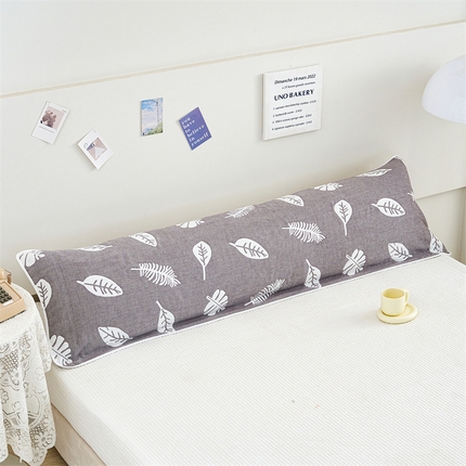 91家纺网 家纺一手货源 找家纺 朴尔家纺-毛巾被 2025新款全棉六层纱布双人枕巾 凉爽树叶灰-双人枕巾