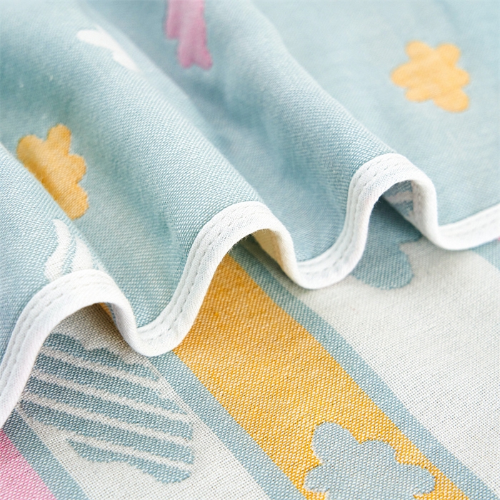 91家纺网 家纺一手货源 找家纺 朴尔家纺-毛巾被 2025新款全棉六层纱布双人枕巾 彩云蓝-双人枕巾
