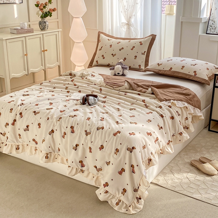 91家纺网 家纺一手货源 找家纺 尊妙被业 2025新款针织棉花边夏被春秋被 安好