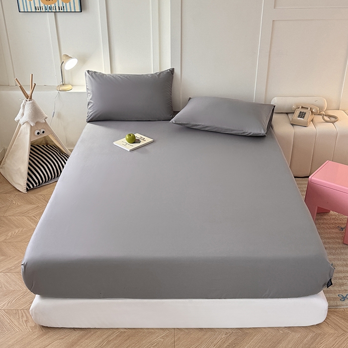 91家纺网 家纺一手货源 找家纺 佰亿莱 2025新款简约舒适全棉单品系列单床笠 高级灰