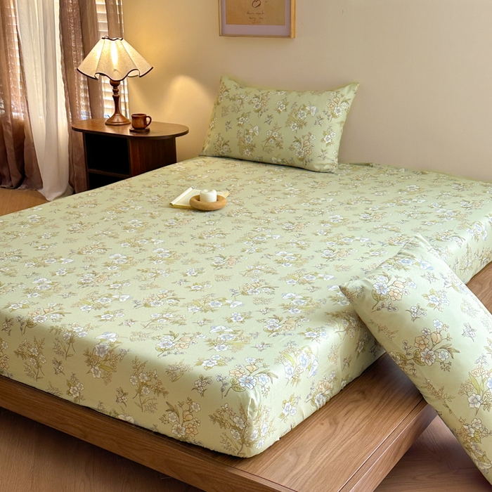 91家纺网 家纺一手货源 找家纺 寻米 2025新款A类全棉双层纱印花单床笠 乐枝