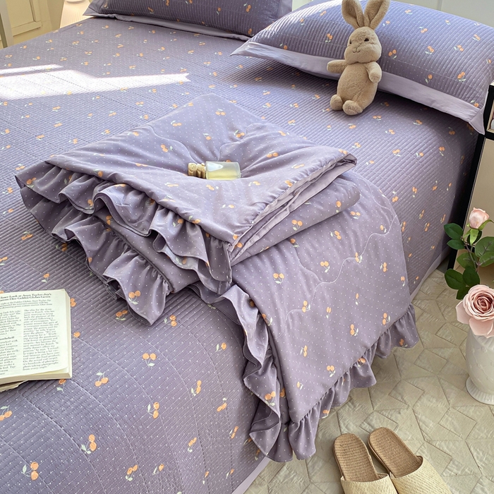 91家纺网 家纺一手货源 找家纺 尊妙被业 2025新款针织棉花边夏被春秋被 喜番