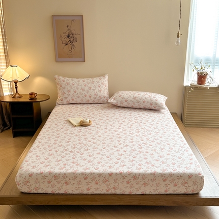 91家纺网 家纺一手货源 找家纺 寻米 2025新款A类全棉双层纱印花单床笠 甜茶