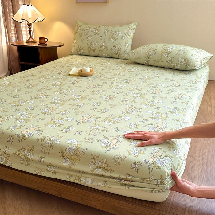 91家纺网 家纺一手货源 找家纺 寻米 2025新款A类全棉双层纱印花单床笠 乐枝