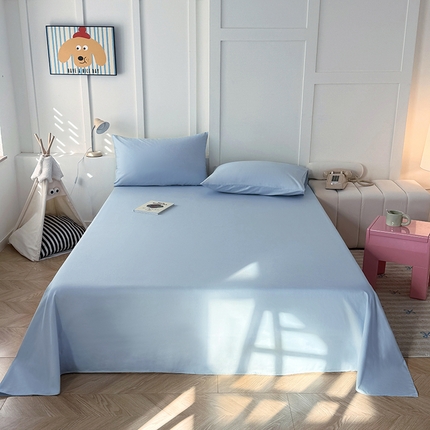 91家纺网 家纺一手货源 找家纺 佰亿莱 2025新款简约舒适全棉单品系列单床单 天空蓝