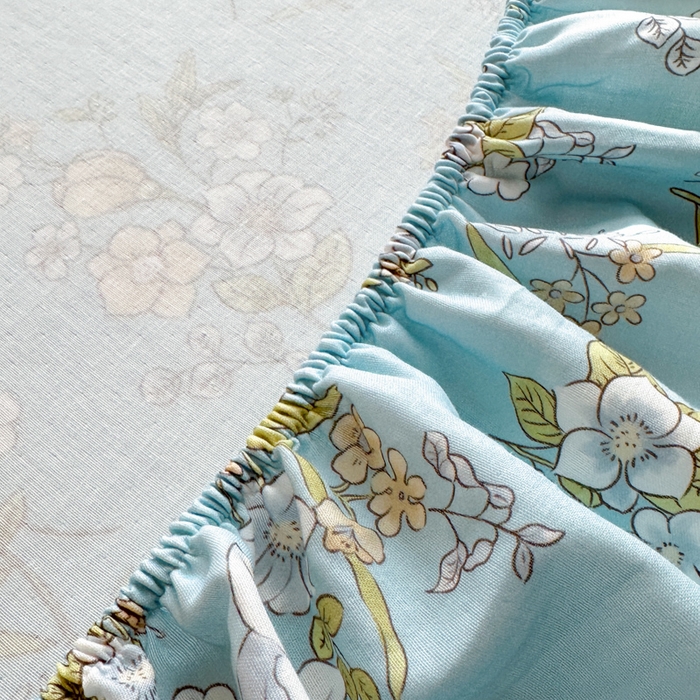 91家纺网 家纺一手货源 找家纺 寻米 2025新款A类全棉双层纱印花单床笠 澜月