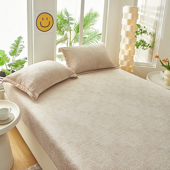 91家纺网 家纺一手货源 找家纺 买家秀 爆款不断货A类母婴级纯色雕花绒床笠牛奶绒床笠珊瑚绒床笠雪花绒床笠牛奶绒床罩珊瑚绒床罩床垫套 雕花花沫 米灰