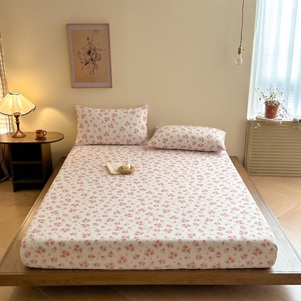 91家纺网 家纺一手货源 找家纺 寻米 2025新款A类全棉双层纱印花单床笠 甜茶