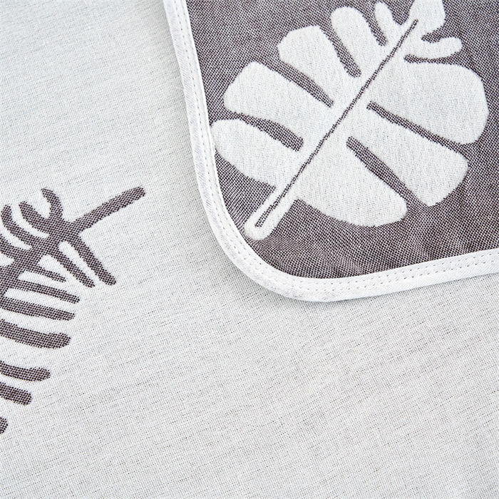 91家纺网 家纺一手货源 找家纺 朴尔家纺-毛巾被 2025新款全棉六层纱布双人枕巾 凉爽树叶灰-双人枕巾