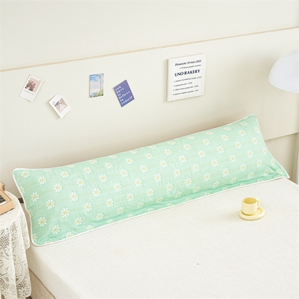 91家纺网 家纺一手货源 找家纺 朴尔家纺-毛巾被 2025新款全棉六层纱布双人枕巾 小雏菊绿-双人枕巾