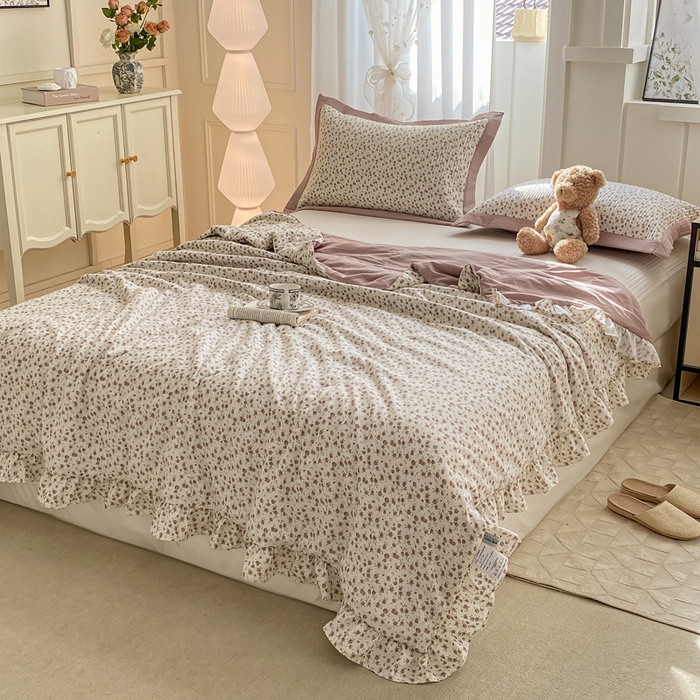 91家纺网 家纺一手货源 找家纺 尊妙被业 2025新款针织棉花边夏被春秋被 简一