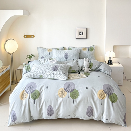 91家纺网 家纺一手货源 找家纺 禧缘家纺  2025新款全棉床笠四件套系列 森林伙伴