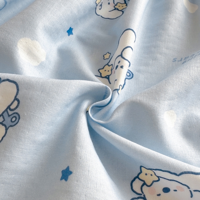 91家纺网 家纺一手货源 找家纺 寻米 2025新款A类全棉双层纱印花单床笠 魔法小狗