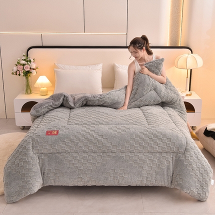 买家秀 爆款花色不断货A类母婴级羊羔绒被子被芯牛奶绒被子被芯春秋被秋冬被塔芙绒被子被芯雪花绒被子 暖绒灰