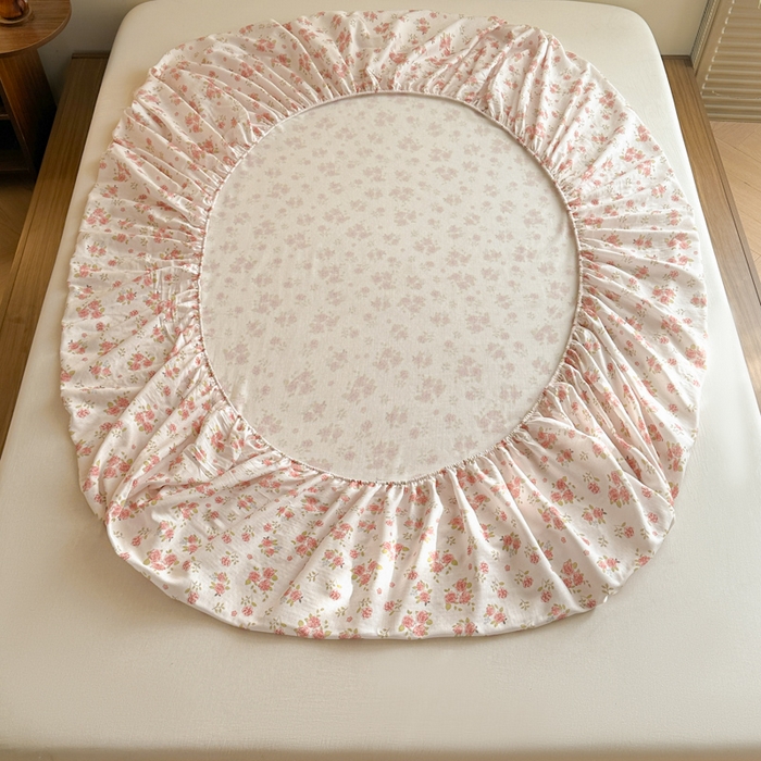 91家纺网 家纺一手货源 找家纺 寻米 2025新款A类全棉双层纱印花单床笠 甜茶