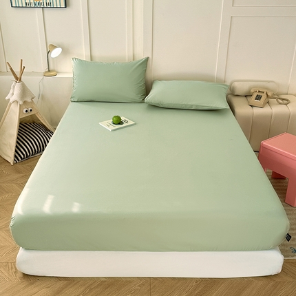 91家纺网 家纺一手货源 找家纺 佰亿莱 2025新款简约舒适全棉单品系列单床笠 豆绿色