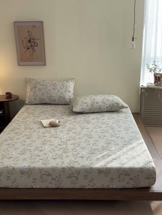 91家纺网 家纺一手货源 找家纺 寻米 2025新款A类全棉双层纱印花单床笠 乐枝